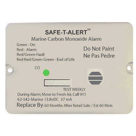 Safe-T-Alert Carbon Monoxide Alarm w/Relay-12V-62-542-Marine-RLY-NC-Flush Mnt-White 62-542-MARINE-RLY-NC